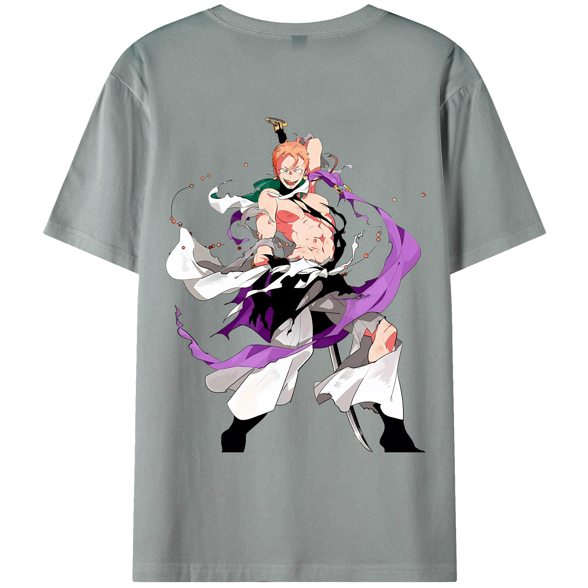 （画像用） 刀剣乱舞 Touken Ranbu 綿100％ メンズ半袖Tシャツ（バックプリント） 通気性